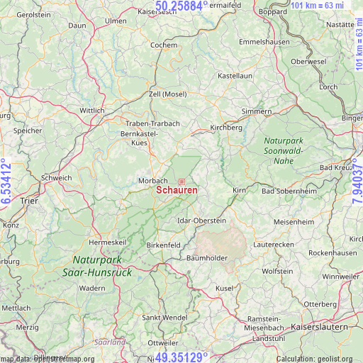 Schauren on map