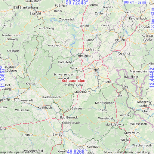 Schauenstein on map
