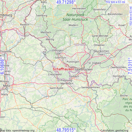 Schaffhausen on map