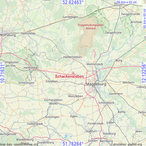 Schackensleben on map