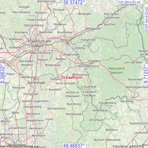 Schaafheim on map
