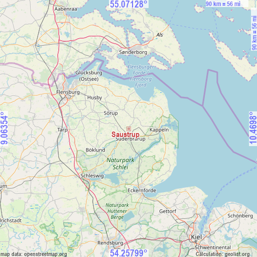 Saustrup on map