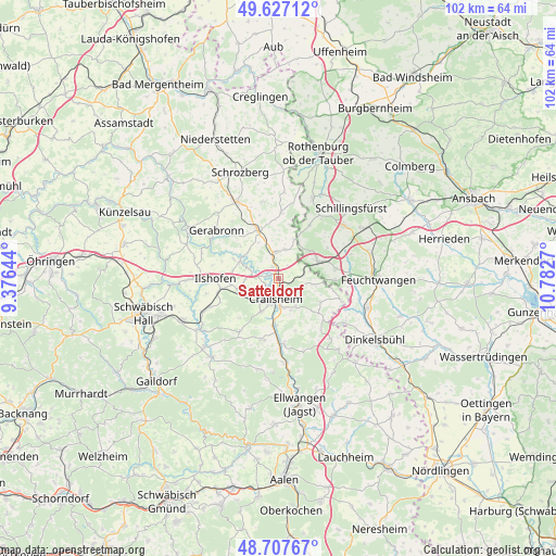 Satteldorf on map