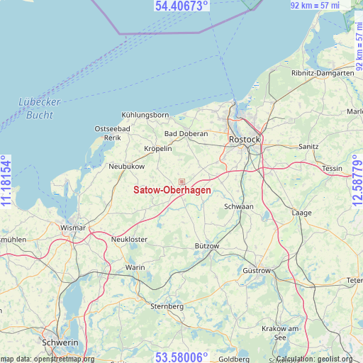 Satow-Oberhagen on map