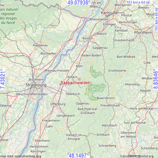 Sasbachwalden on map