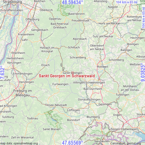 Sankt Georgen im Schwarzwald on map