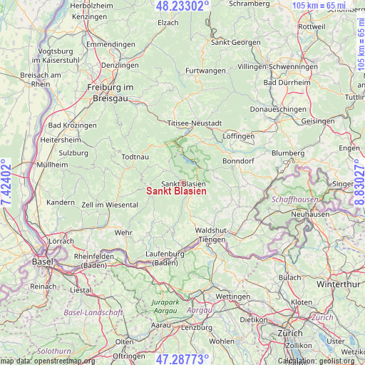 Sankt Blasien on map