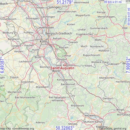 Sankt Augustin on map
