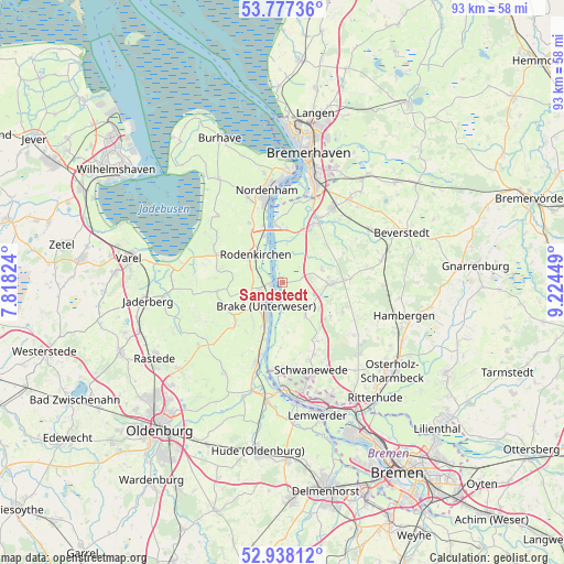 Sandstedt on map