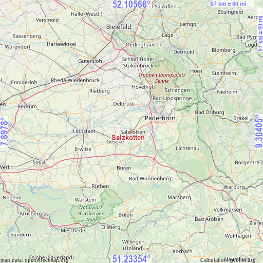Salzkotten on map