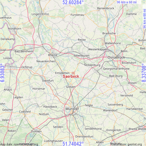 Saerbeck on map