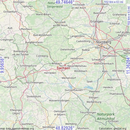 Sachsen on map