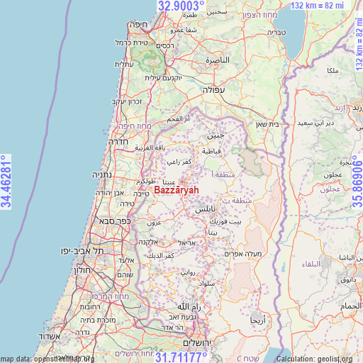 Bazzāryah on map