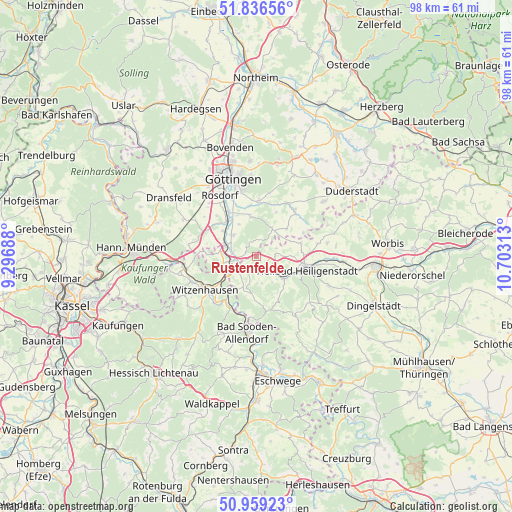 Rustenfelde on map