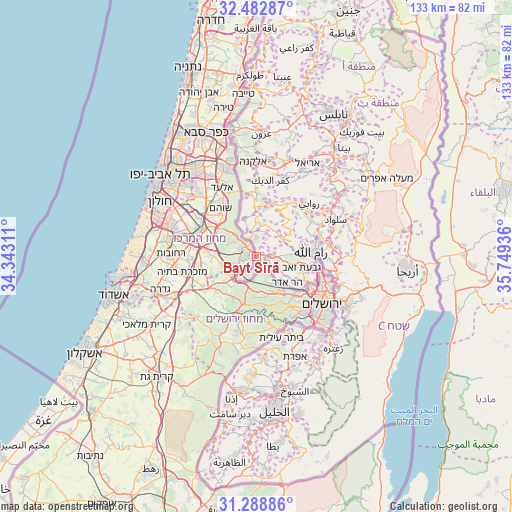 Bayt Sīrā on map