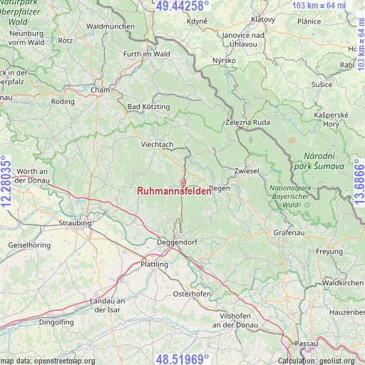 Ruhmannsfelden on map