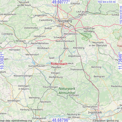 Röttenbach on map