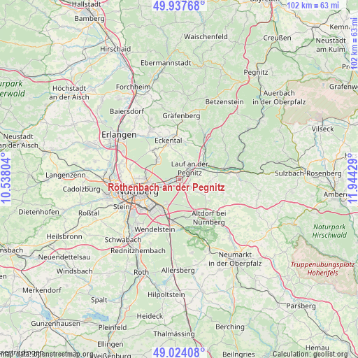 Röthenbach an der Pegnitz on map