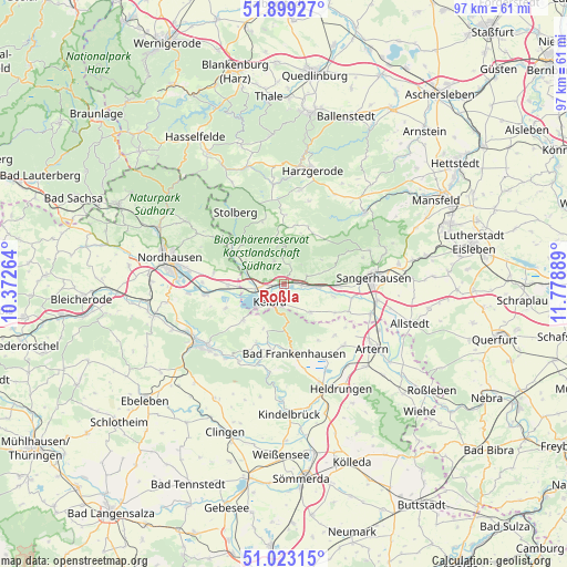 Roßla on map