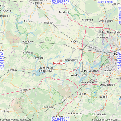 Roskow on map