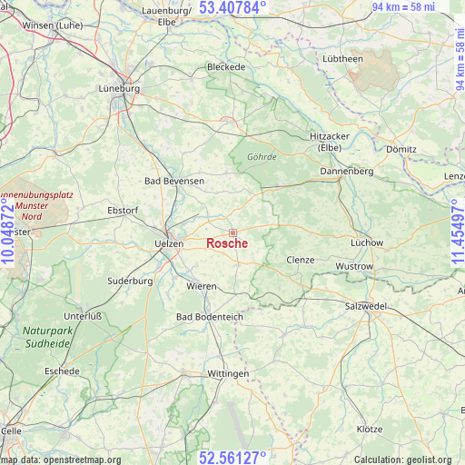 Rosche on map