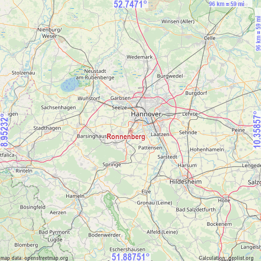 Ronnenberg on map