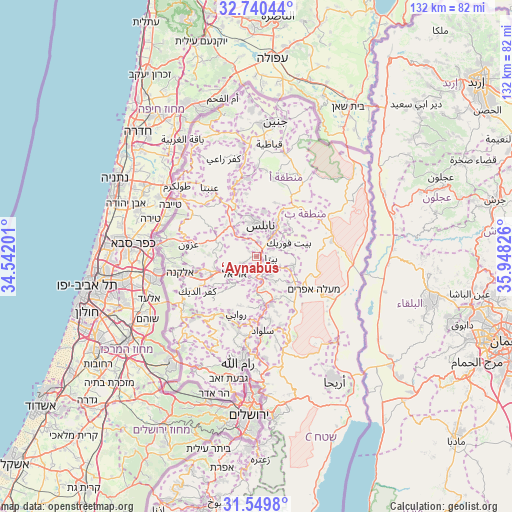 ‘Aynabūs on map