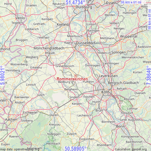 Rommerskirchen on map
