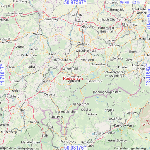 Rodewisch on map