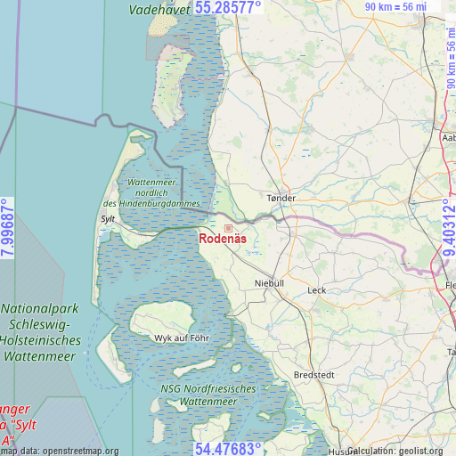 Rodenäs on map