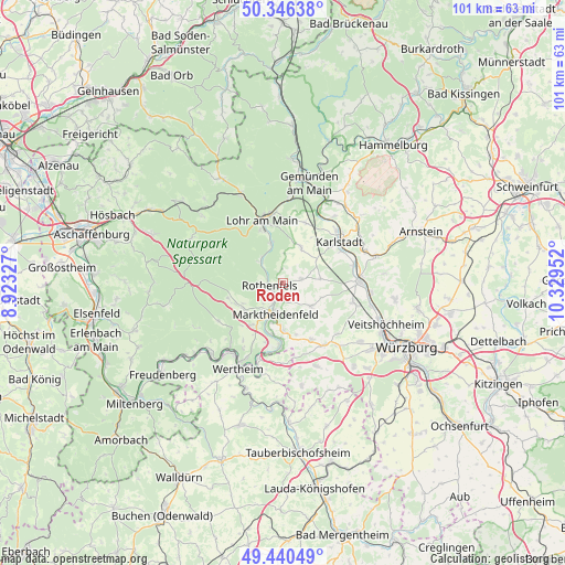 Roden on map