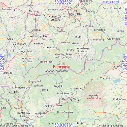 Rittersgrün on map
