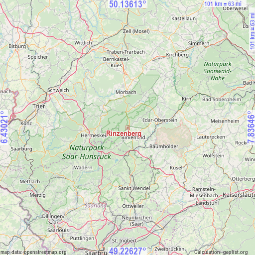 Rinzenberg on map