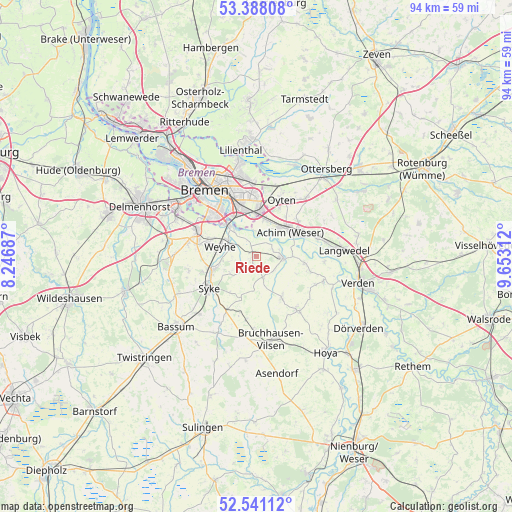 Riede on map