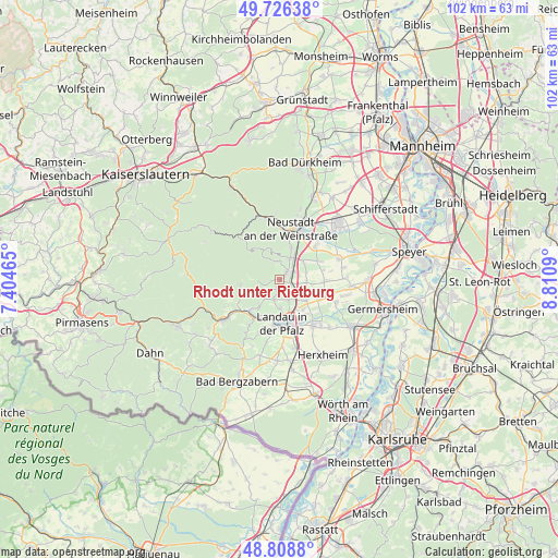 Rhodt unter Rietburg on map