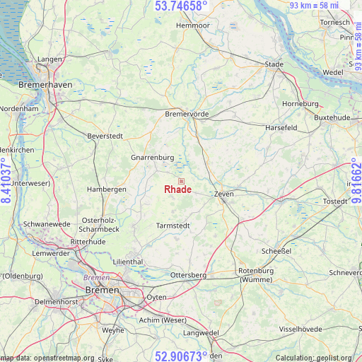 Rhade on map