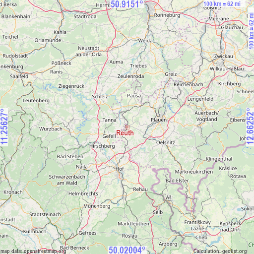 Reuth on map