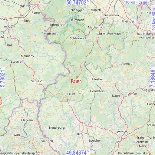 Reuth on map