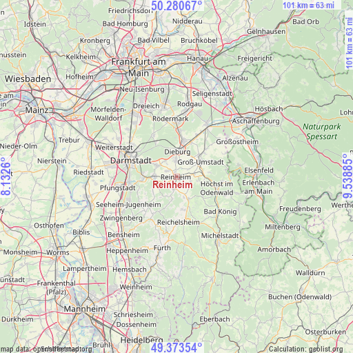 Reinheim on map