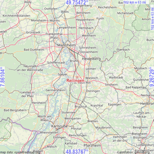 Reilingen on map