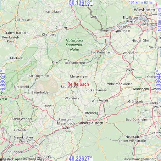 Reiffelbach on map