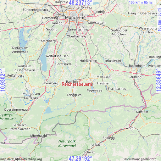 Reichersbeuern on map