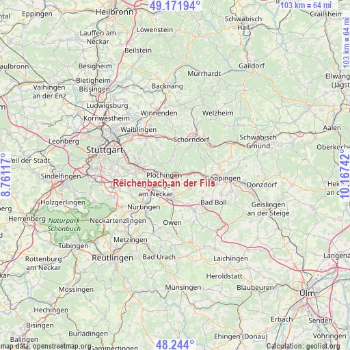 Reichenbach an der Fils on map