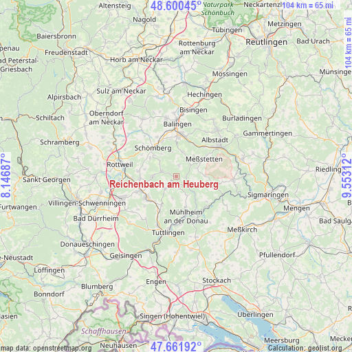 Reichenbach am Heuberg on map
