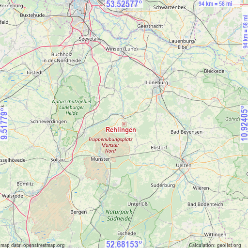 Rehlingen on map