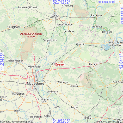 Reesen on map