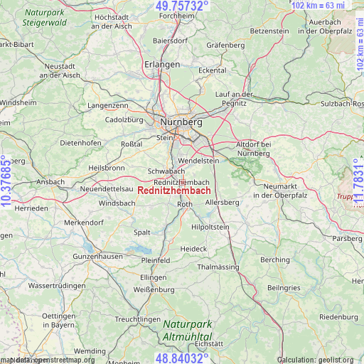 Rednitzhembach on map