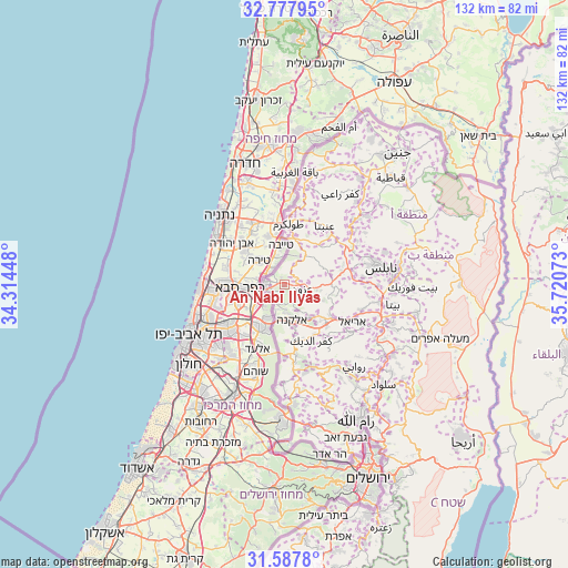 An Nabī Ilyās on map