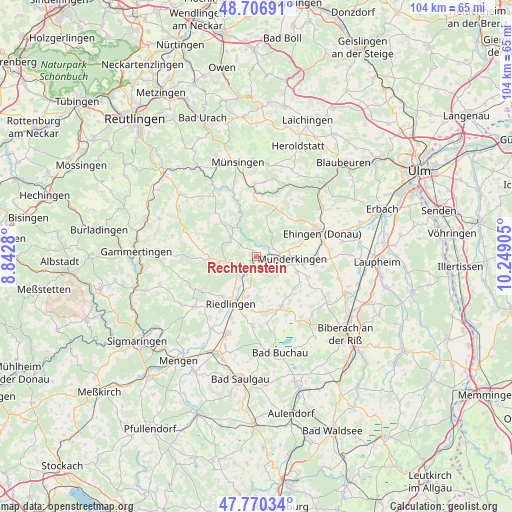 Rechtenstein on map