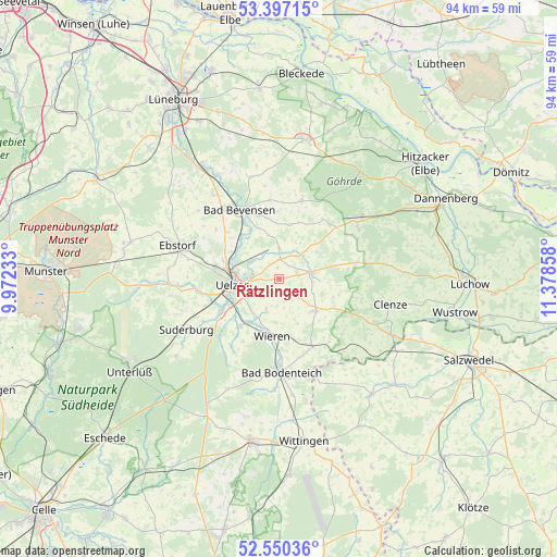 Rätzlingen on map